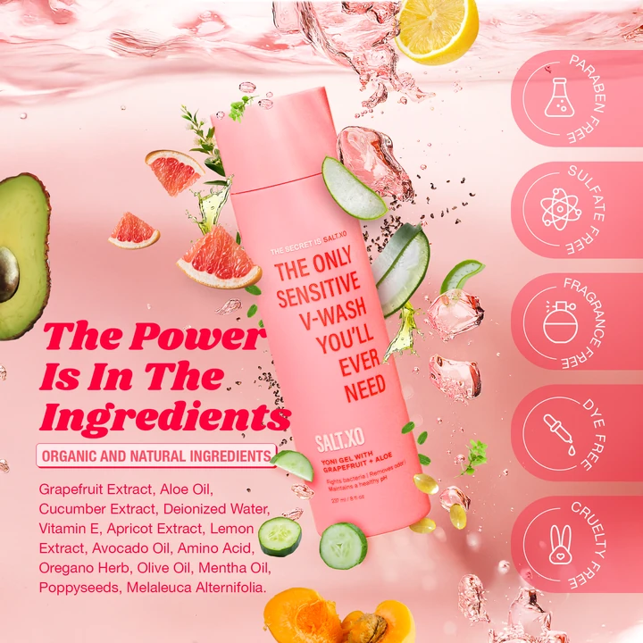 Pink SALT XO product and ingredient listing artwork by ShopHowell